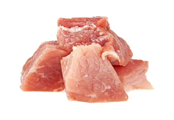 Abeto de pedaços de carne crua isolados sobre fundo branco — Fotografia de Stock