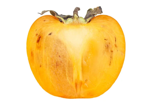 De helft van de persimmonvruchten geïsoleerd op witte achtergrond — Stockfoto