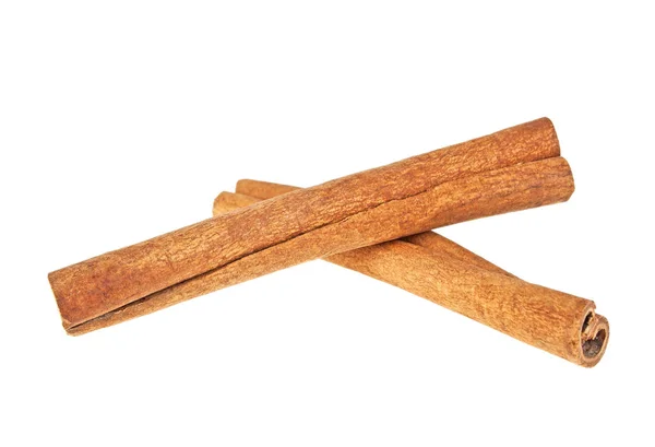 Two cinnamon sticks isolated on white background — Stock Photo, Image