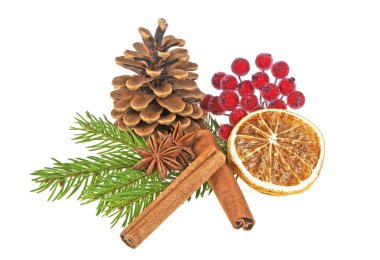 Beyaz arka planda noel süslemeleri