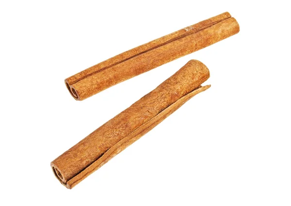 Two cinnamon sticks on white background — Stock Photo, Image