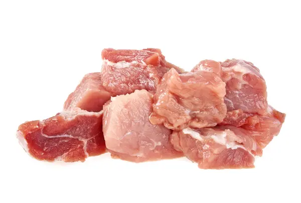 Abeto de pedaços de carne crua isolados sobre fundo branco — Fotografia de Stock