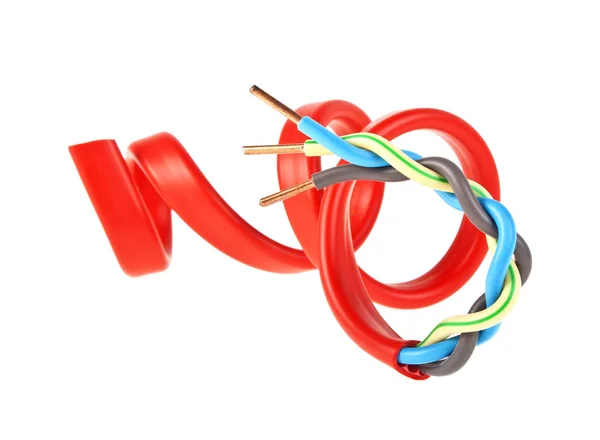 Elektrische kabel op een witte achtergrond — Stockfoto