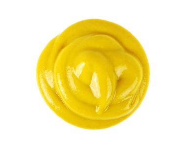 Beyaz arkaplanda hardal sosu