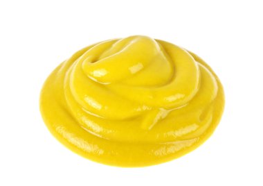 Beyaz arkaplanda hardal sosu