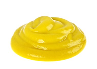 Beyaz arkaplanda hardal sosu