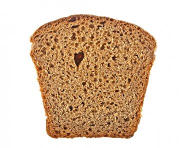 Beyaz arka planda izole edilmiş çavdar ekmeği dilimi