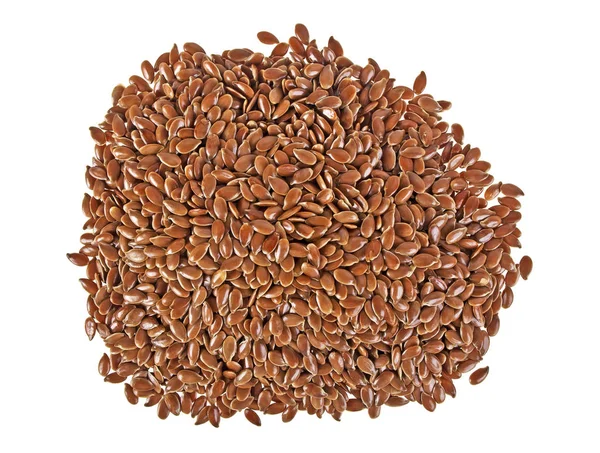 Close up of flax seeds isolated on white background, top view — Stock Photo, Image