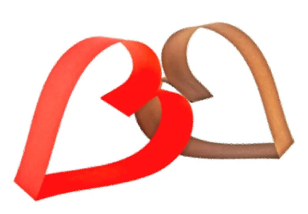 Dvě srdce na bílém podkladu. Valentines day koncept. — Stock fotografie