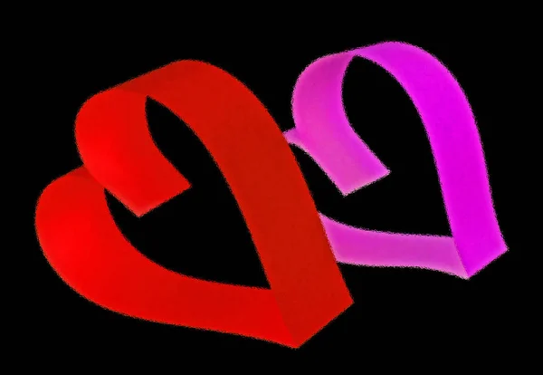 Два сердца на черном фоне. День святого Валентина . — стоковое фото