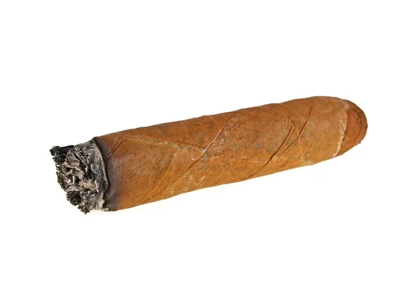 Cigarrillo marrón quemado sobre fondo blanco — Foto de Stock