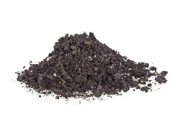 Pile heap of soil humus isolated on white background — Stock Photo, Image