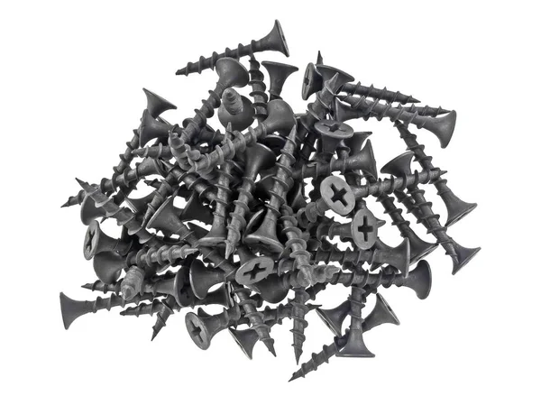 Közeli kép a fekete fém csavarok, elszigetelt fehér background. T — Stock Fotó