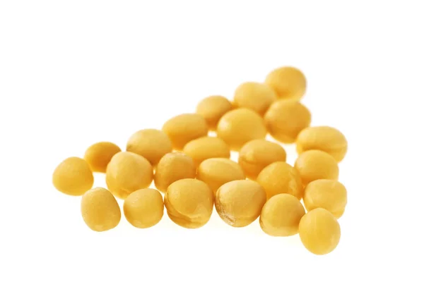 Închiderea macro a semințelor de muștar organic galben izolat pe alb — Fotografie, imagine de stoc