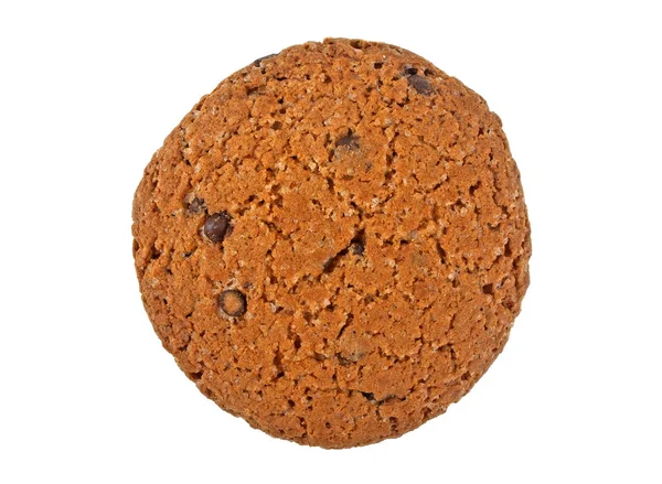 Cioccolato chip cookie isolato su sfondo bianco, vista dall'alto. — Foto Stock