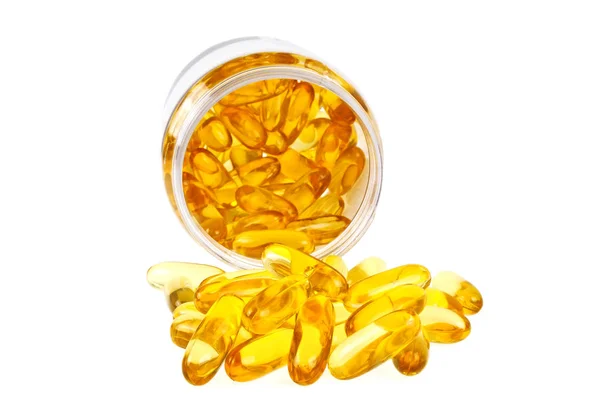 Omega 3 capsules uit visolie op witte achtergrond — Stockfoto