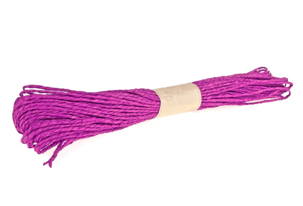 Fialový pletený lano na bílém pozadí — Stock fotografie
