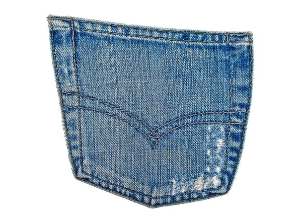 Jeans ficka på vit bakgrund — Stockfoto