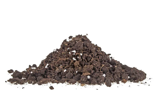 Hromada hromada humusu půdy izolovaných na bílém pozadí — Stock fotografie