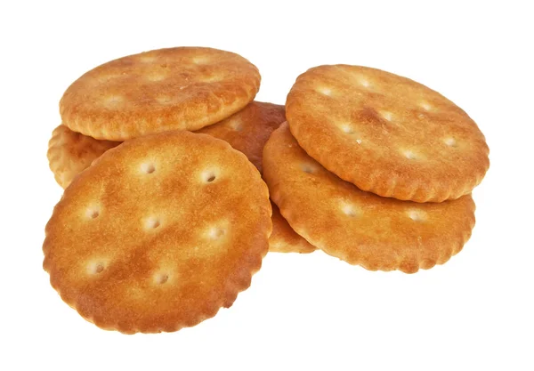 Ciasteczka krakersy izolowane na białym tle — Zdjęcie stockowe