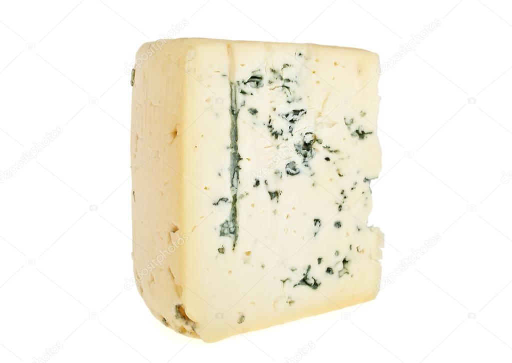 Blue cheese on a white background