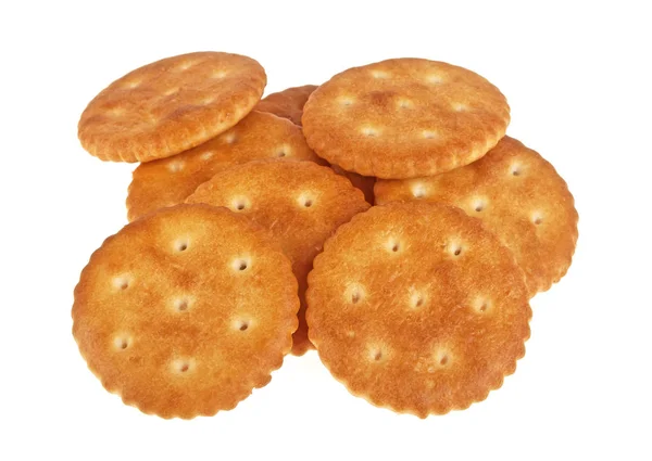 Biscotti Cracker isolati su sfondo bianco — Foto Stock