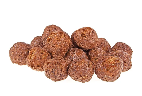 Bolas de chocolate de cereais no fundo branco — Fotografia de Stock