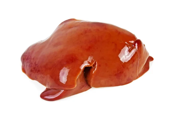 Hígado de pollo crudo aislado sobre fondo blanco — Foto de Stock