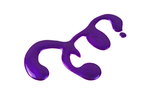 Esmalte de uñas violeta derramado aislado sobre fondo blanco — Foto de Stock