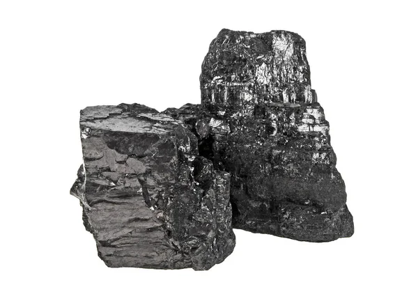 石炭は白い背景に隔離され — ストック写真