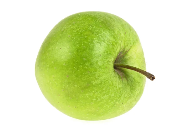 Einzelner reifer grüner Apfel auf weißem Hintergrund — Stockfoto