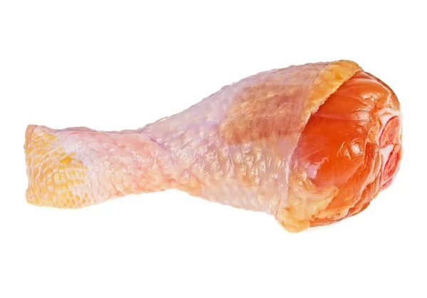 Single raw chicken leg isolated on a white background — Stock Photo, Image