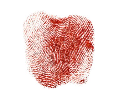 Beyaz bir arka plan üzerinde kanlı parmak izi