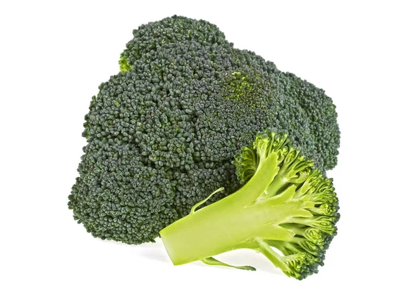 Frischer Brokkoli isoliert auf weißem Hintergrund, ganz und halb — Stockfoto