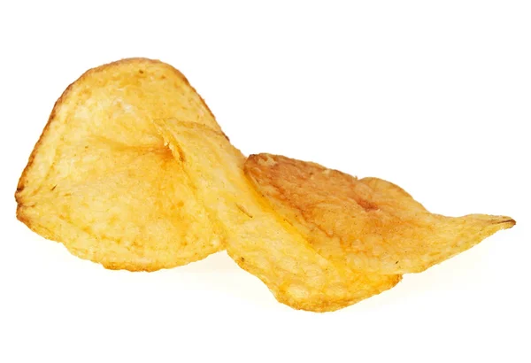 Smakelijke aardappel chips geïsoleerd op een witte achtergrond — Stockfoto