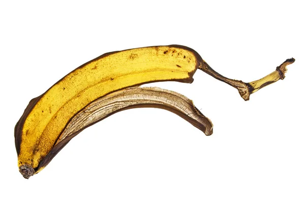 Bananskal på vit bakgrund — Stockfoto