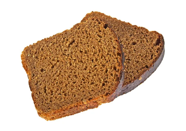 Rogge brood plakjes geïsoleerd op witte achtergrond — Stockfoto