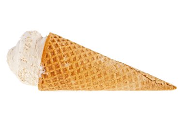 Vanilyalı dondurma koni üzerinde beyaz bir arka plan ile