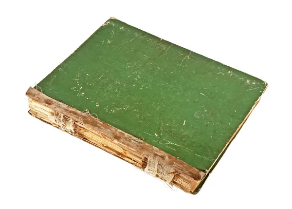 Livro verde velho sobre um fundo branco — Fotografia de Stock