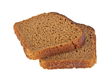 Beyaz arka planda izole edilmiş çavdar ekmeği dilimleri