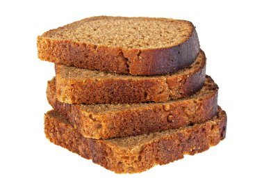 Beyaz bir arka plan üzerinde kişniş tohumu ile çavdar ekmek dilimleri