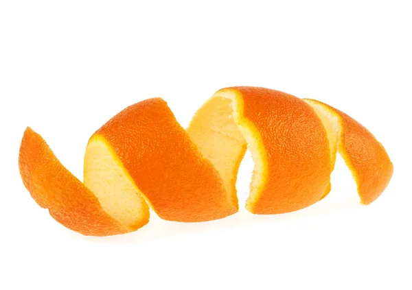 Spiral orange peel on a white background — Stock Photo, Image