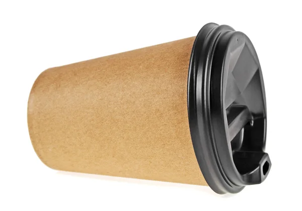 Üres take away kraft kávé csésze elszigetelt fehér background — Stock Fotó