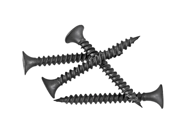 흰색 배경에 고립 된 새로운 강한 검은 나사 — 스톡 사진