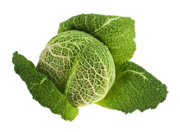 Savoy cabbage isolated on white background — Stock Photo, Image