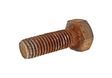 Paslı cıvata closeup beyaz bir arka plan üzerinde