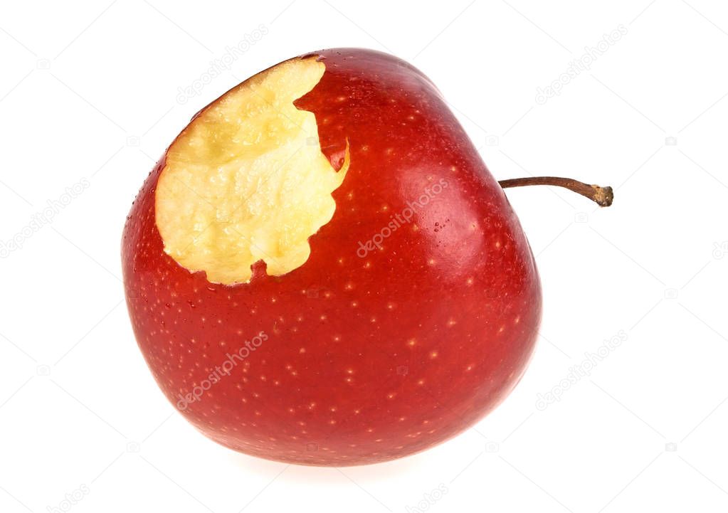 Red bitten apple isolated on a white background