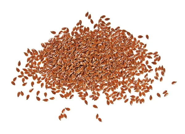 Close up de sementes de linho isoladas em um fundo branco. Saudável — Fotografia de Stock