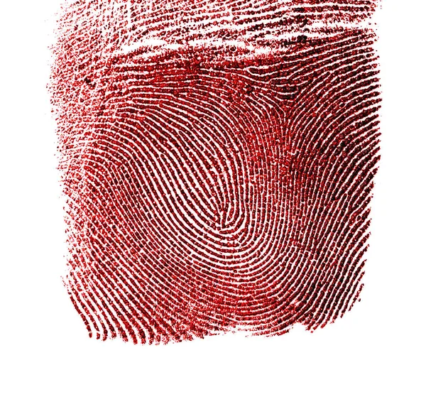 Huella dactilar roja sobre fondo blanco —  Fotos de Stock