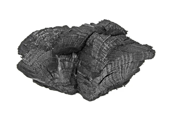 Carvão vegetal de madeira isolado sobre um fundo branco — Fotografia de Stock